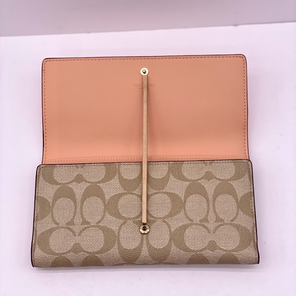 Coach Slim Trifold Wallet In Signature Canvas - Picture 9 of 12